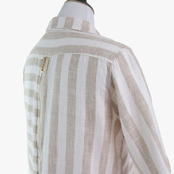 Soft Surroundings Size L Camina Linen Blend Tunic Stripe Cream Brown - Picture 6 of 11